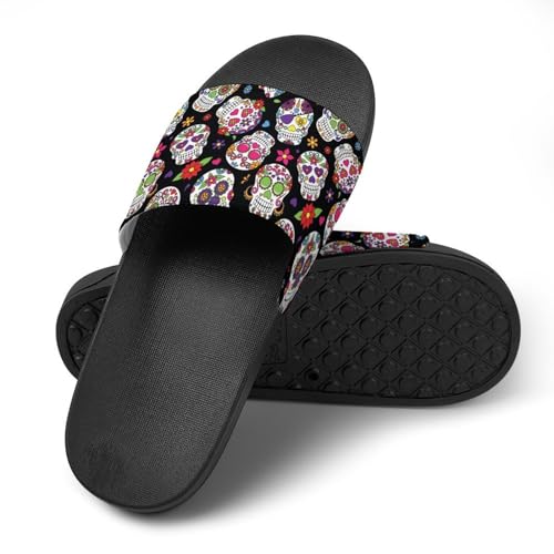 Day of The Dead Sugar Skull Womens Slide Sandals Non Slip Summer House Slippers for Girls Slip-on Flip Flops4