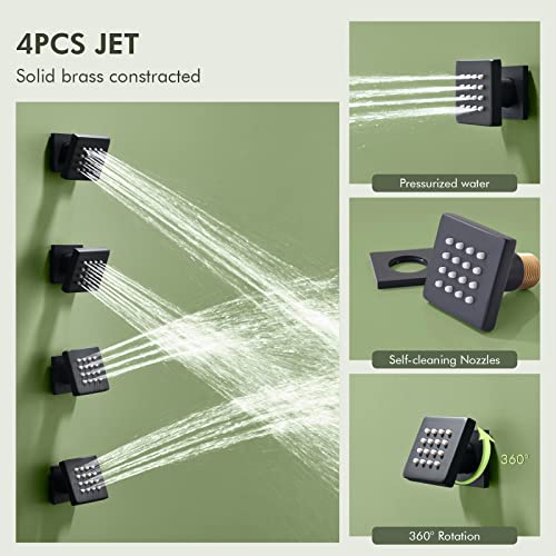 Bostingner Shower Body Sprays Systems, 10 Inch Rain Shower Head System Wall Mounted, All Metal Shower Jets System, Contain Rough-in Shower Valve, Matte Black - Image 6