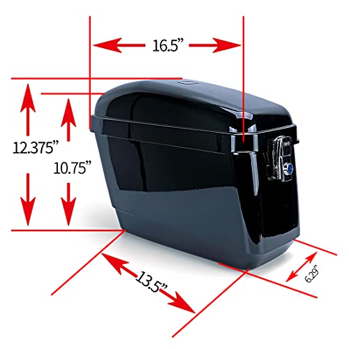 Amofacio 2Pcs Black Motorcycle Hard Trunk Saddle Bags Saddlebags With Mounting Bracket Kit Replacement Compatible With Bikes And Cruisers New #TOP2