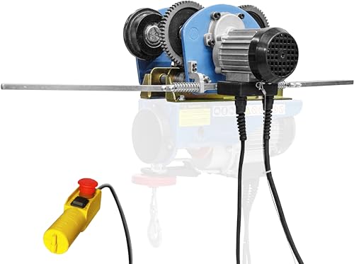 Güde Carretilla GLK 1000 1717 (230 V, 200 W de potencia del motor, carga máxima de 1000 kg, longitud del cable de control de 5 m, desconexión final en ambas direcciones, soporte para poleas y poleas