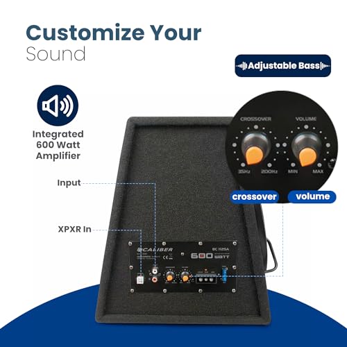 Caliber Subwoofer Aktiv Set für Auto - 12 Zoll Bassbox mit Verstärker 600W Spitzenleistung, 200W...