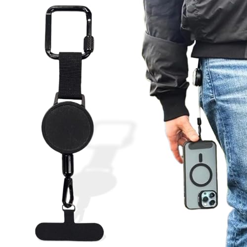 DULZEN Supporto antifurto retrattile per telefono cordino per telefono imbracatura con moschettone linguetta anticaduta per cellulare per escursionismo all'aperto ciclismo pesca arrampicata