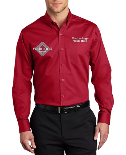 INK STITCH Men S663 Custom Embroidery Add Logo Texts SuperPro Twill Dress Shirts