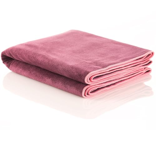 Microfiber Sports and Non Slip Hot Yoga Mat Towel - Quick Dry, Soft and Absorbent Gym Towels - Camping, Fitness, Workout, Pilates, Travel or Beach (Purple S)