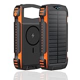 KaruSale Solar Power Bank 50000mAh Portable Charger 22.5W 2 USB Type C QC3.0 PD4 Display External Backup Battery Magnetic Wireless Charger for iPhone 15/14/13/12 Pro, Samsung and Others (2024 Orange)