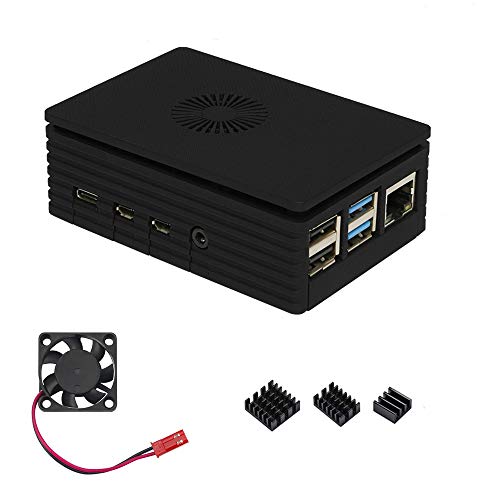 Unistorm Raspberry Pi 4 Boîtier ABS avec ventilateur de refroidissement et dissipateur thermique Noir Cover