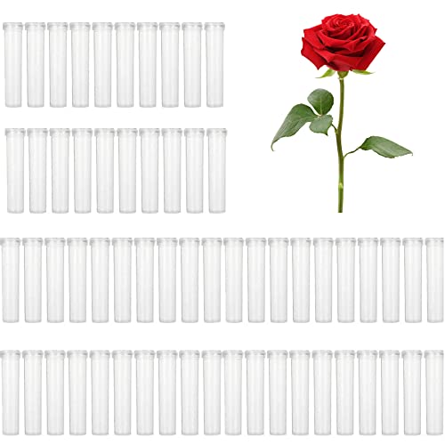 THATSRAD 100 PCS Tube a Essai Plastique pour Fleur 7.2 * 1.8cm Tube à Fleurs Réutilisables avec Bouchon Tube Plastique Transparent pour Fleurs Transparent Flacon Fleur Plastique Tube à Essai Fleur