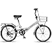 AVASTA 20 Inch Folding Bike for Men Male and Women Female with 7-Speed, Dual C-Brake, Fender, Rear Rack and Bicycle Basket, Gray