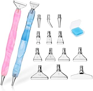 Diamond Painting Pen Kits, 13 Pieces Stainless Steel Drill Pen Tips With 2 Pen And 6 Clays, 5D Diamond Painting Tools For DIY Craft, Metal Pen Tips For Diamond Painting, Diamond Painting pen Tools