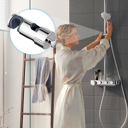 Geeignet für Duschrohre mit Einem Durchmesser von 16–27 mm 360° Drehbare Duschhalterung ABS Verstellbar Brausehalter Duschhalterung Ohne Bohren Universal Duschkopfhalterung Halter für Duschkopf