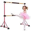 VIVOHOME Portable Anti-Slip 4ft Adjustable Ballet Barre Bar with Beechwood, EVA Pad for Home Gym Double Stretching Freestanding Dance Equipment 330LBS Capacity Stable Pink