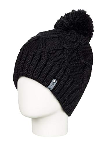 Roxy Winter-Bonnet à Pompon Femme, True Black, FR Unique (Taille Fabricant : 1SZ)
