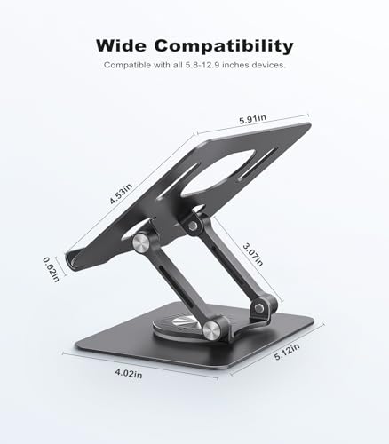 Support de tablette pivotant JOIOT réglable avec base rotative 360 pour iPad Pro