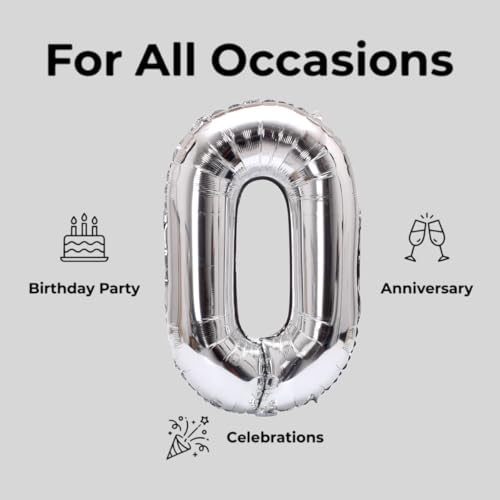 Image of YPSelected 32 Inch Large Foil Helium Number Balloon Birthday Wedding Party 0-9 (Silver, 0)