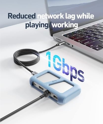 USB C Hub, 8-in-1 USB C Docking Station with 90cm detachable Cable, 4K@60Hz HDMI, 1Gbps LAN, 100W PD, 2 USB 3.0 Data Ports, SD and microSD Card Reader, for MacBook Pro, XPS, Pixelbook and More - Image 6