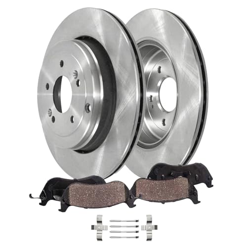 Image of Detroit Axle - Rear Brake Kit for 2010 2011 2012 2013 2014 2015 2016 | Hyundai Genesis, Disc Brake Rotors Ceramic Brake Pads with Hardware Replacement 12.99 inch inch Rotor