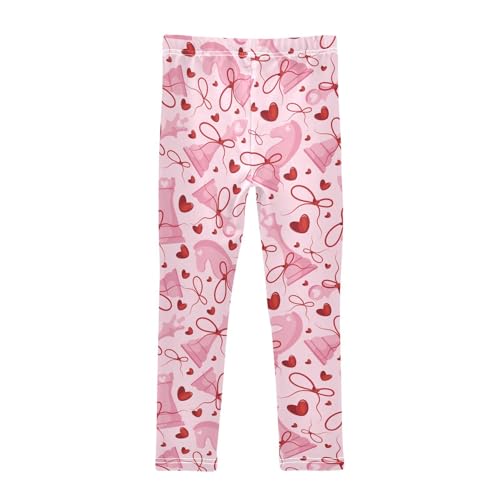 Chess with Bow Girls Leggings,Workout Leggings for Girls Toddler Athletic Legging Size for 3-10T2