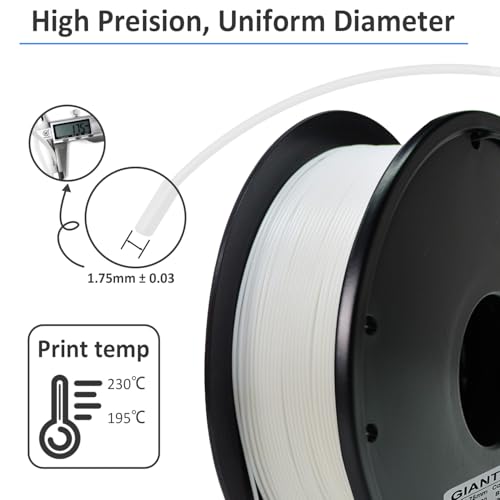 Image of GIANTARM 3D Printer Filament, 0.5kg White PLA Filament,1.75mm Dimension Accuracy + /- 0.03mm, 3D Printing Filament