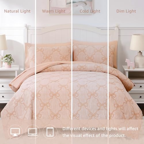 Queen Comforter Set with Sheets for Girls-7 Pieces Bow Bed in A Bag by Wink Deer - Used condition - Image 7