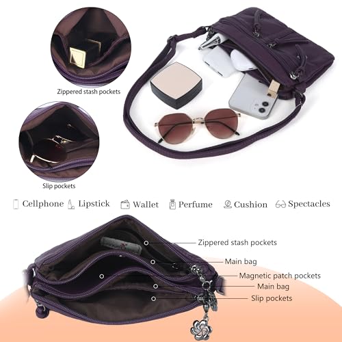 Image of Angel Kiss Small Crossbody Bag for Women Leather Crossbody Purse Triple Compartments Cell Phone Purse Shoulder Bags for Women