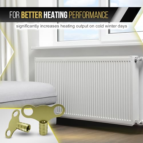 Solid Brass Universal Radiator Bleed Key- 2 Pack, 5mm Radiator Key for Venting and Bleeding Radiators- Easy to Use, Heavy Duty Radiator Plumbing Bleed Key, UK Radiator Valve Clock Key.