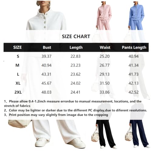 Lounge Sets for Women 2 Piece Outfits Button Front Sweatshirt and Pants Set - image 7
