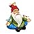 RAYWER Solar Powered Gnome with Red Hat and 3 Birds, Resin Garden Ornament with LED Light, Lawn Figurine Outdoor Decoration Statue (Gnome with 3 Birds)