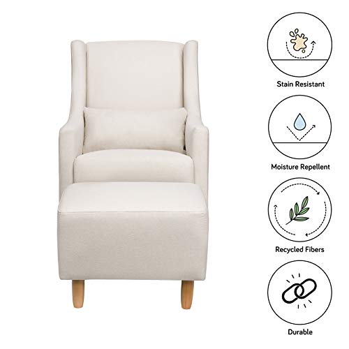 Babyletto Toco Upholstered Swivel Glider And Stationary Ottoman In Performace Cream Eco-Weave, Water Repellent & Stain Resistant, Greenguard Gold Certified #TOP3