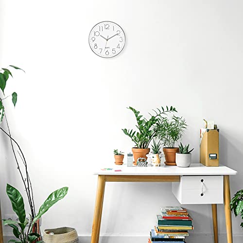 Lumuasky Silent Wall Clock Battery Operated Analog Small Cute Non-Ticking Decorative Clock For Bedroom Kitchen Living Room School Office Classroom Decor (10 Inch) #TOP4