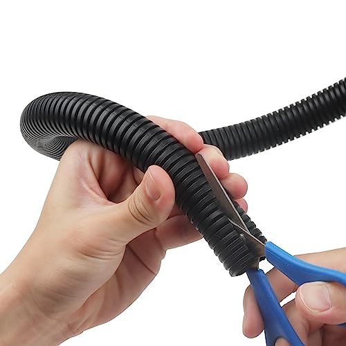 20m Flexible Corrugated Conduit Tube, 20mm ID x 25mm OD, Black