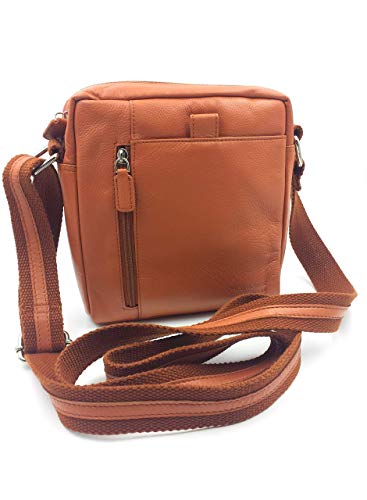 FJR-ArtPiel - Bolso bandolera hecho en Piel para hombre modelo mediano - Alta Calidad - Color Teja