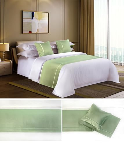 Ropa de cama de alta gama bufanda de cama verde sofisticada texturizada para hogar 3
