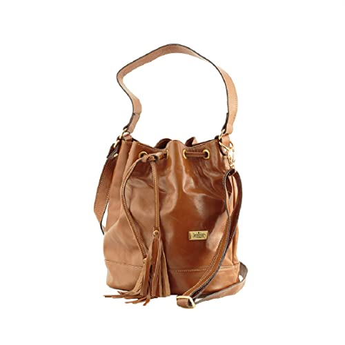 Bolsa Saco Transversal Feminina Ombro em Couro Legitimo (Caramelo)