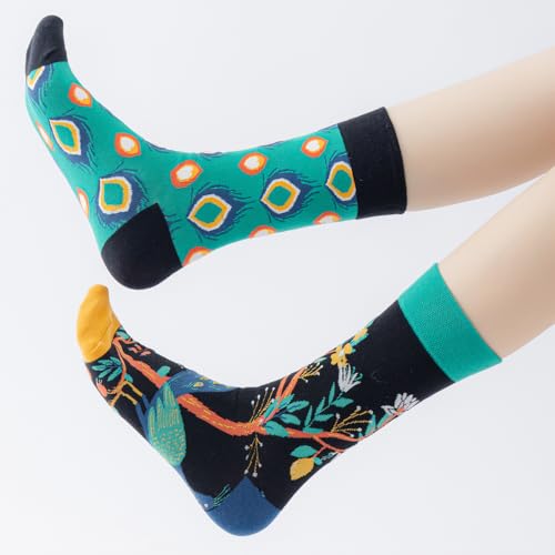 Image of 2 Pairs Cartoon Animal Crew Socks Fun Cotton Mid Calf Socks for Women