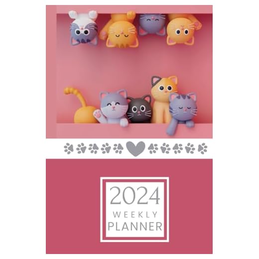 2024 Weekly Cute Cats Hard Cover Planner