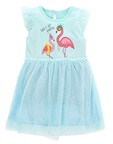 Girl Easter Tulle Dress Cute Crane Blue Summer Short Sleeve Cotton Casual Tutu Skirt Dresses 3T