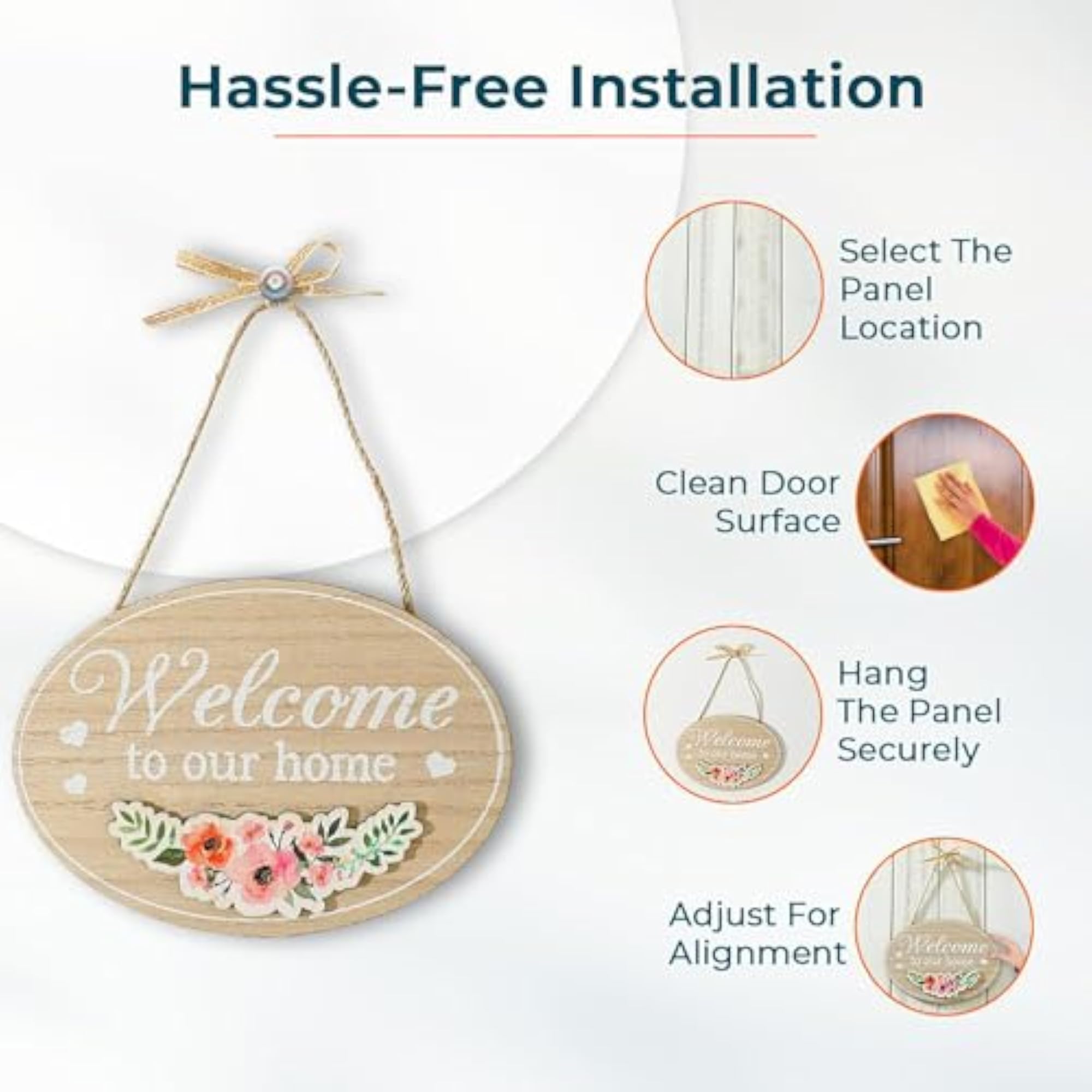 Door Decor Panel Wooden Frame Wall Hanging