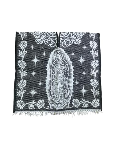 VIRGEN DE GUADALUPE, GABAN, PONCHO, DOUBLE SIDED, EXTRA WARM, 1ST QUALITY, MADE IN MEXICO, MEXICAN PONCHO, VIRGIN MARY, OUR LADY OF GUADALUPE, SOFT INSIDE, ONESIZE FITS ALL