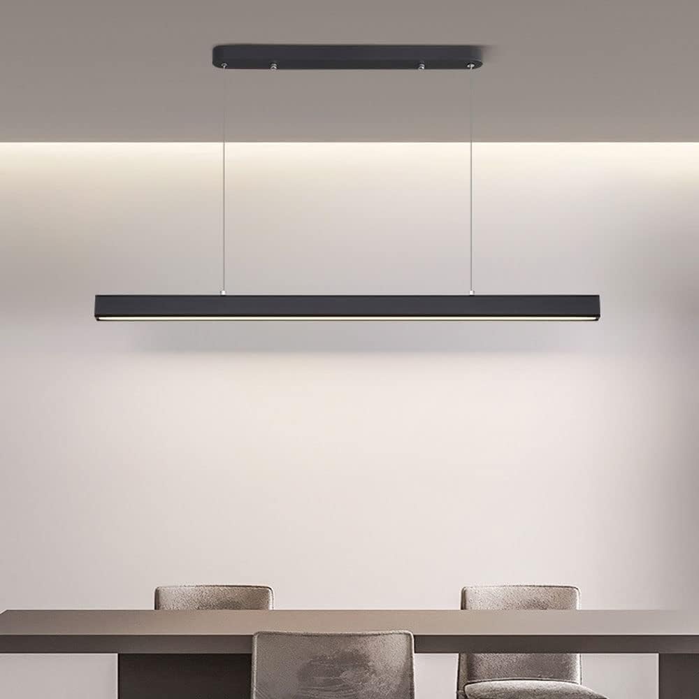 Modern LED Long Strip Ceiling Pendant Light Dimmable Black Aluminium Ceiling Lamp Adjustable Metal Hang Chandelier
