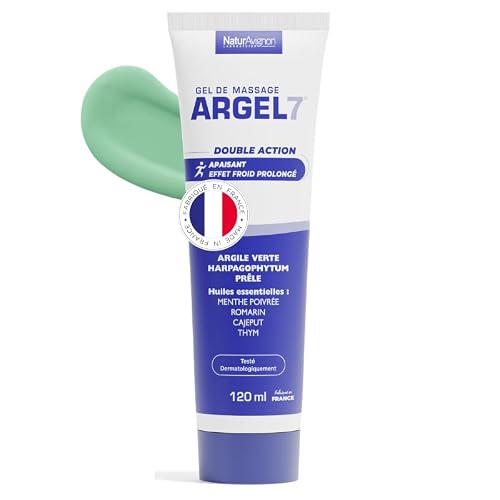 NaturAvignon Argel 7 gel de massage gênes articulaires et contracture musculaire | argile verte, harpagophytum | Creme massage genoux douleur dos | effet cryothérapie et relaxation | Tube 120mL