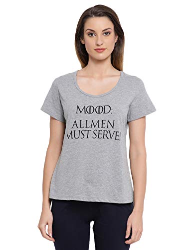 Image of Clovia Women's Cotton Rich Text Print Regular Fit Top