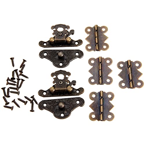 6 unids/set joyería antigua caja de madera caja de palanca pestillo con bisagras de gabinete accesorios de muebles Hardware Vintage de hierro