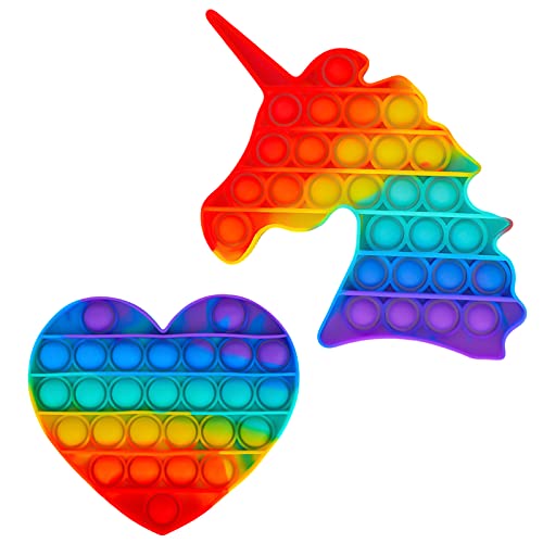 Elibeauty - Jouet sensoriel Push Pop Bubble Squeeze de haute qualité pour soulager le stress, cadeaux - Cœur + licorne Cover