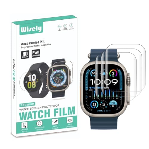 Image of Wisely |3pcs| Screen Guard Protector For Apple Watch Ultra /Ultra 2 49mm iwatch Nano Flexible Glass, Bubble Free, Easy installation kit, HD Clear, Full Cover