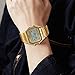 FANMIS Women's Men's Luxury Fashion Digital Electronic Square LED Sports Watch Multifunction Waterproof Daily Alarm Gold Silver Wristwatch (A Gold)