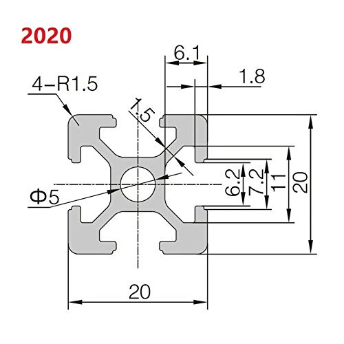 GooEquip Systemprofiel, aluminium profiel, 4 stuks, 600 mm, 2020 T, type Europese norm 20 x 20, aluminium profiel… - Image 8