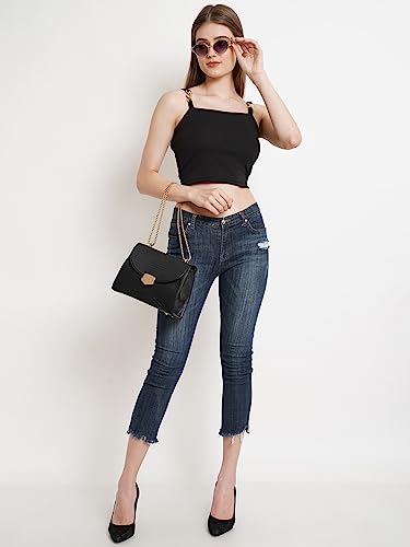 Image of POPWINGS Casual Solid Sleeveless Crop Top for Women || Square Neck Summer Crop Top for Women || Crop Tops for Women Fancy Crop Top for Women