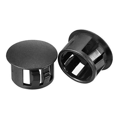 Image of uxcell Hold Plugs,20pcs 14mm x 10.4mm Black Nylon Round Snap Locking Panel Hole Cover