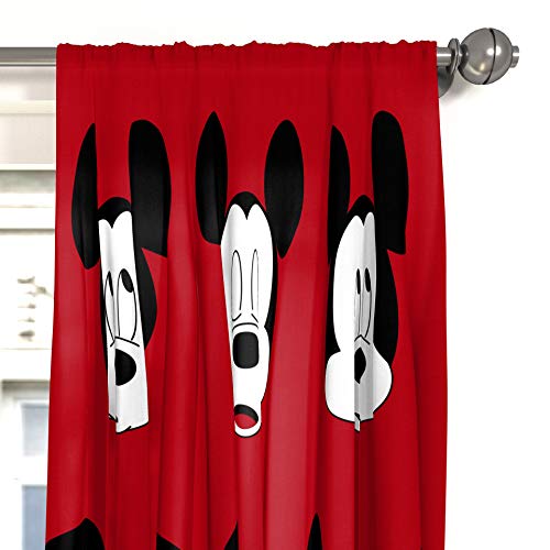 Jay Franco Kids Window Drapes - 4 Piece Curtain Set Includes 2 Tiebacks, Beautiful Bedding Room Décor and Easy Set Up, Red - Mickey Mouse, 84 Inch by Jay Franco - Used condition - US$19.95