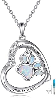 YFN Paw Urn Necklace Sterling Silver Dog Cat Paw Ashes Pendant Cremation Memorial Jewellery Paw Print Gifts for Women Girls